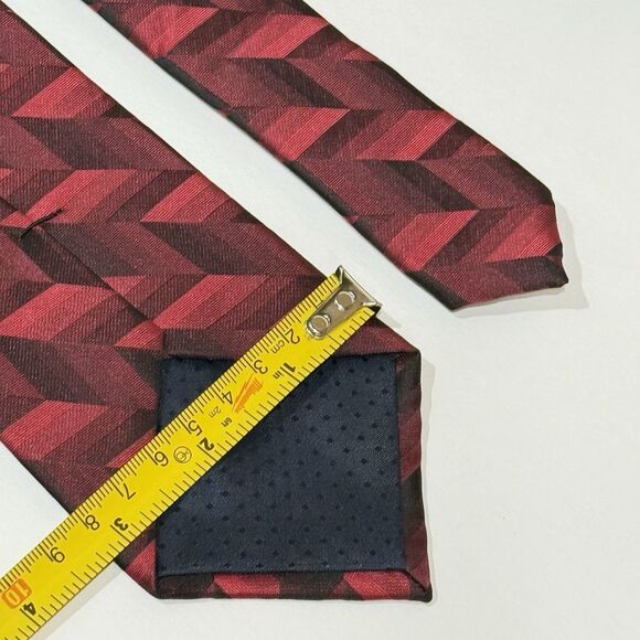 Pierre Cardin Hand Made Red Blue Silk Men’s Neck Tie - Picture 8 of 11